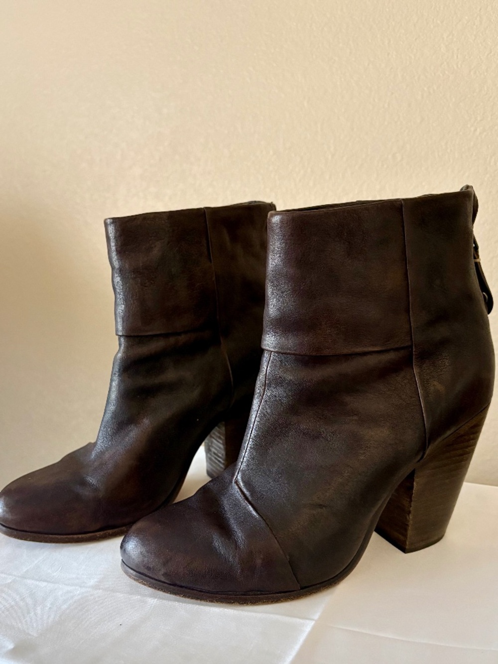 Rag & Bone Leather Block Heel Ankle Booties